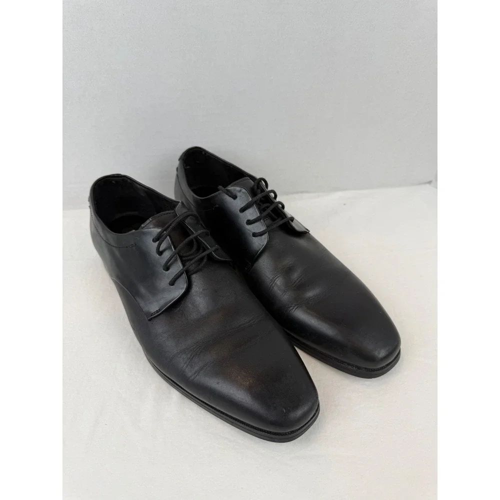Steve Madden P-Quilt Mens Black‎ Leather Derby Dress Shoes Size 9.5 M Lace Up